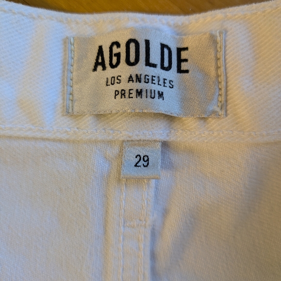Agolde NWT Parker White Cut Off Denim Shorts Step Hem Distressed - Picture 6 of 9